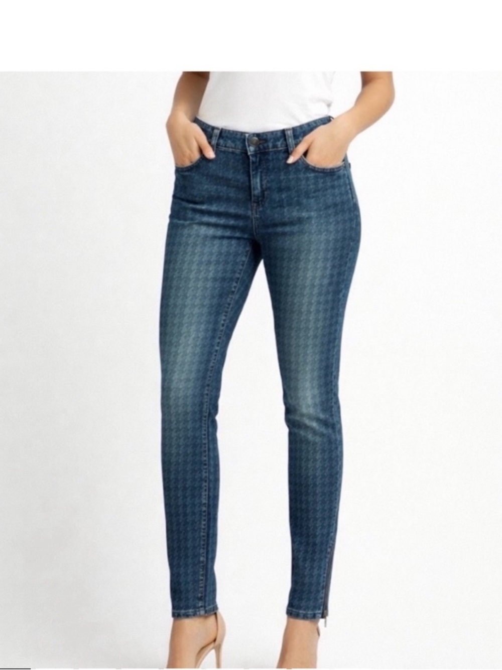 Michael Kors Printed Skinny Jeans in Denim Blue